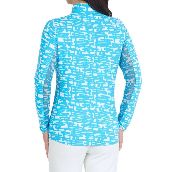 IBKUL Juno Print Cool Feel Mockneck 1/4 Zip Active Top Womens Size S Performance - Picture 2 of 8